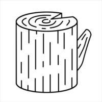 Stump icon. Wooden material and Wood trunk. Outline cartoon. vector