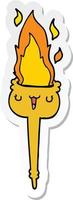 sticker of a cartoon flaming torch vector