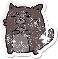 distressed sticker of a cartoon angry cat vector