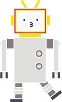 flat color retro cartoon robot vector