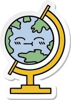 sticker of a cute cartoon globe of the world vector