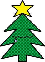 comic book style cartoon christmas tree vector