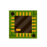 Chip. Green microchip. The microprocessor and microcircuit icon. Modern technology. Flat illustration. Computer accessories vector