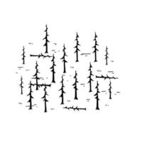 Pine forest. Silhouettes of old dry dead trees. Swamp area for retro maps. vector