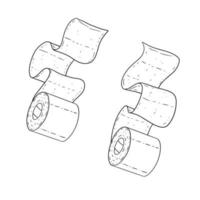 Set of toilet paper. Bath element. White cartoon object. Several rolls of paper towels on white background. Doodle sketch vector