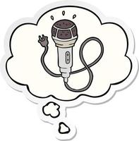 cartoon microphone and thought bubble as a printed sticker vector