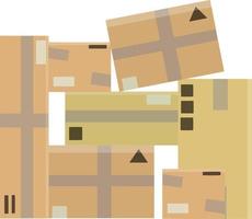 Set of parcels in cardboard boxes. vector