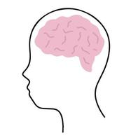 Brain icon. Human mind. Linear head of thinker. Intelligence and knowledge. vector