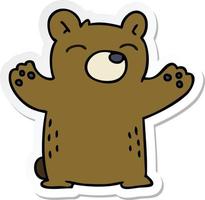 sticker of a quirky hand drawn cartoon bear vector