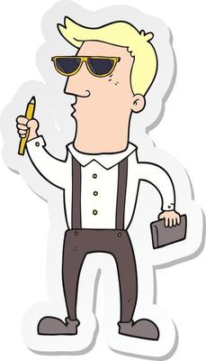 sticker of a cartoon man with notebook