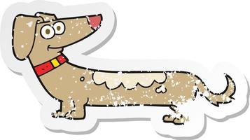retro distressed sticker of a cartoon dog vector
