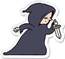 sticker of a cartoon assassin vector