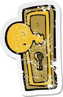 retro distressed sticker of a cartoon door knob vector