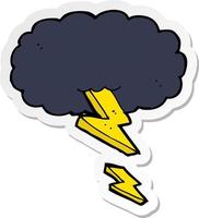 sticker of a cartoon thundercloud vector