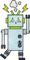 retro grunge texture cartoon robot vector