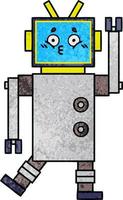 robot de dibujos animados de textura grunge retro vector