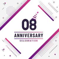 8 years anniversary greetings card, 8 anniversary celebration background free colorful vector. vector