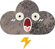 retro illustration style cartoon storm cloud vector