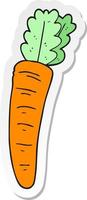 sticker of a cartoon carrot vector