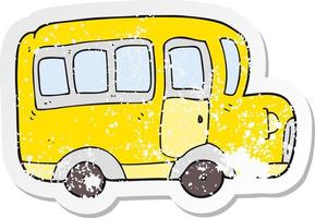 retro distressed sticker of a cartoon yellow school bus vector