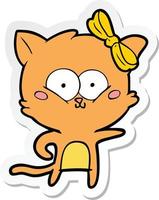 sticker of a cartoon cat vector