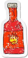 retro distressed sticker of a cartoon chili sauce vector