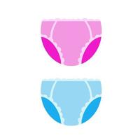 Diaper. Baby pants. Blue and pink hygienic absorbent clothing. Flat cartoon illustration isolated on white vector