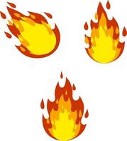 Red flame set. Fire element. Part of the bonfire with the heat. vector