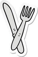 sticker of a quirky hand drawn cartoon cutlery vector