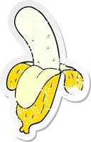 distressed sticker of a cartoon banana vector