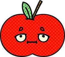 manzana roja de dibujos animados de estilo cómic vector