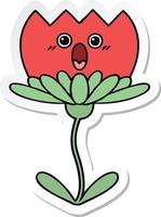 sticker of a cute cartoon flower vector