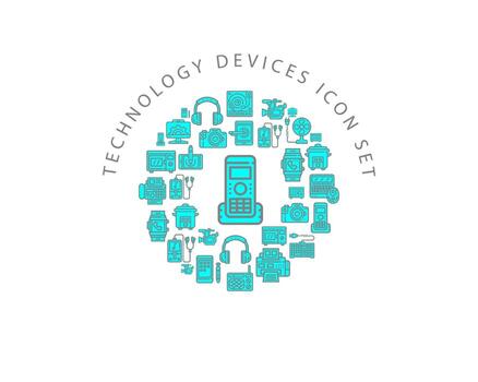 Technology  device icon set  design on white background. vector