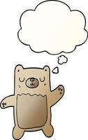 cartoon bear and thought bubble in smooth gradient style vector