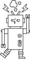 line drawing cartoon robot vector