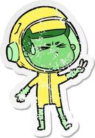 distressed sticker of a cartoon stressed astronaut vector