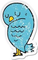 distressed sticker of a cartoon bird vector