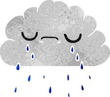 retro cartoon of cute crying cloud vector