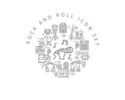 diseño de conjunto de iconos de rock and roll sobre fondo blanco. vector