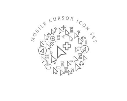 diseño de conjunto de iconos de cursor móvil sobre fondo blanco. vector