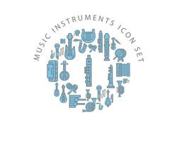 Music instruments icon set design on white background. vector