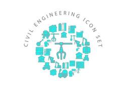 diseño de conjunto de iconos de ingeniería civil sobre fondo blanco. vector