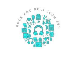 Rock and roll icon set design on white background. vector