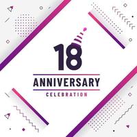 18 years anniversary greetings card, 18 anniversary celebration background free colorful vector. vector