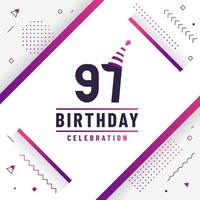 97 years birthday greetings card, 97th birthday celebration background free vector. vector