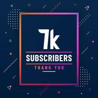 Thank you 7K subscribers, 7000 subscribers celebration modern colorful design. vector