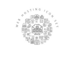 Web hosting icon set design on white background. vector