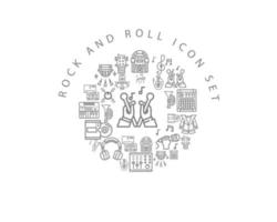 diseño de conjunto de iconos de rock and roll sobre fondo blanco. vector