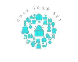 diseño de conjunto de iconos de golf sobre fondo blanco vector