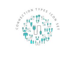 Connection types icon set design on white background vector